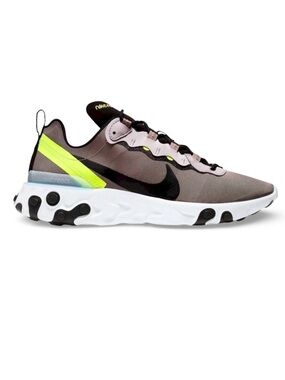 Nike React Element 55 Pumice Volt Neon Green Black Nylon Sneakers 9.5
